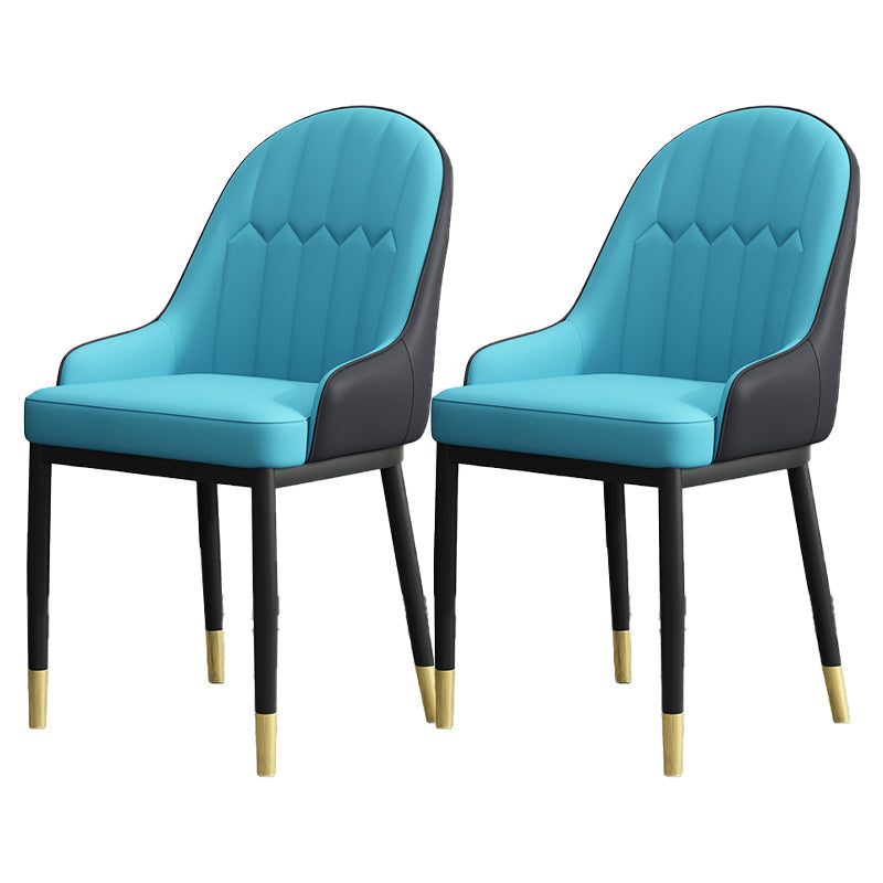 Armless Dining Chairs Nordic Faux Leather Side Chairs for Dining Room Blue-Black 2 Piece Set Clearhalo 'Dining Chairs' 'Dining Tables & Seating' 'dining_chair' 'furn' 'furn_dining_chair' 'Furniture' 'furniture_dining_chair' 'Kitchen & Dining Furniture' 5019976