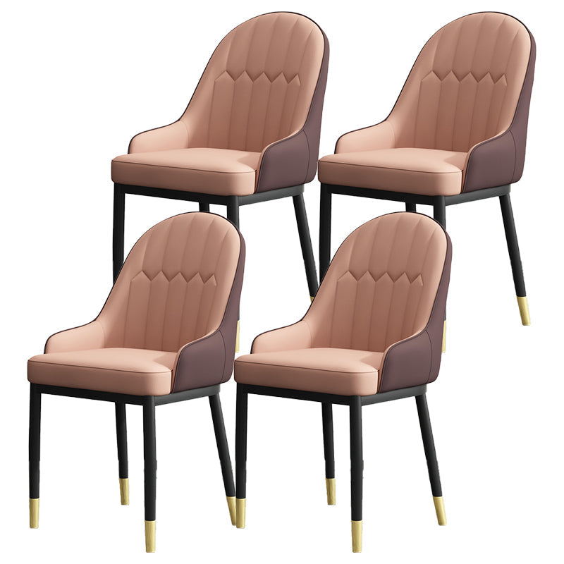 Armless Dining Chairs Nordic Faux Leather Side Chairs for Dining Room Brown 4 Piece Set Clearhalo 'Dining Chairs' 'Dining Tables & Seating' 'dining_chair' 'furn' 'furn_dining_chair' 'Furniture' 'furniture_dining_chair' 'Kitchen & Dining Furniture' 5019985