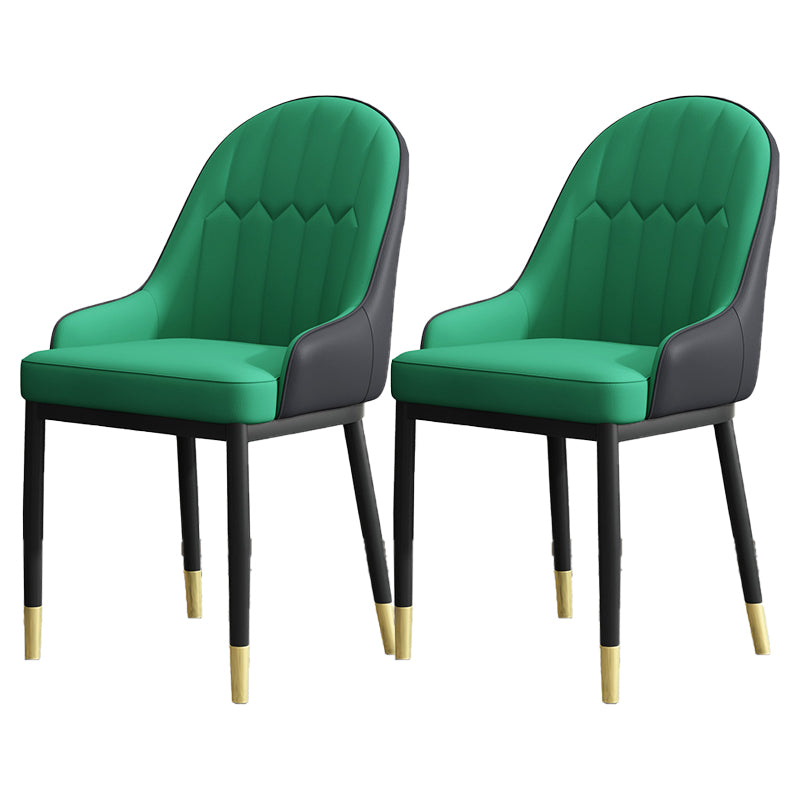 Armless Dining Chairs Nordic Faux Leather Side Chairs for Dining Room Black Green 2 Piece Set Clearhalo 'Dining Chairs' 'Dining Tables & Seating' 'dining_chair' 'furn' 'furn_dining_chair' 'Furniture' 'furniture_dining_chair' 'Kitchen & Dining Furniture' 5019986