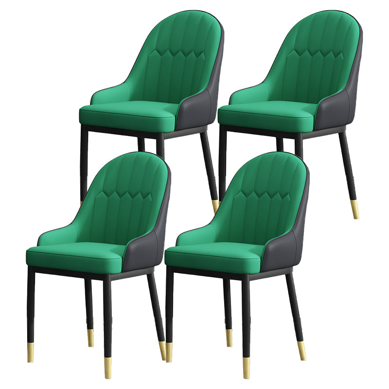 Armless Dining Chairs Nordic Faux Leather Side Chairs for Dining Room Black Green 4 Piece Set Clearhalo 'Dining Chairs' 'Dining Tables & Seating' 'dining_chair' 'furn' 'furn_dining_chair' 'Furniture' 'furniture_dining_chair' 'Kitchen & Dining Furniture' 5019987