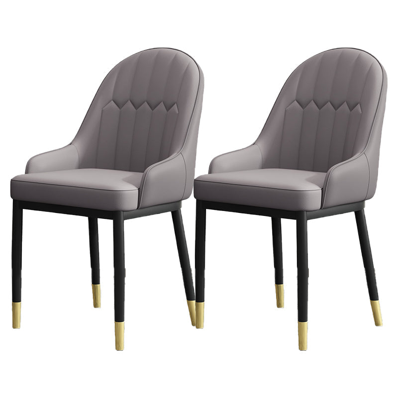 Armless Dining Chairs Nordic Faux Leather Side Chairs for Dining Room Grey 2 Piece Set Clearhalo 'Dining Chairs' 'Dining Tables & Seating' 'dining_chair' 'furn' 'furn_dining_chair' 'Furniture' 'furniture_dining_chair' 'Kitchen & Dining Furniture' 5019988