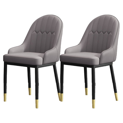 Armless Dining Chairs Nordic Faux Leather Side Chairs for Dining Room Grey 2 Piece Set Clearhalo 'Dining Chairs' 'Dining Tables & Seating' 'dining_chair' 'furn' 'furn_dining_chair' 'Furniture' 'furniture_dining_chair' 'Kitchen & Dining Furniture' 5019988