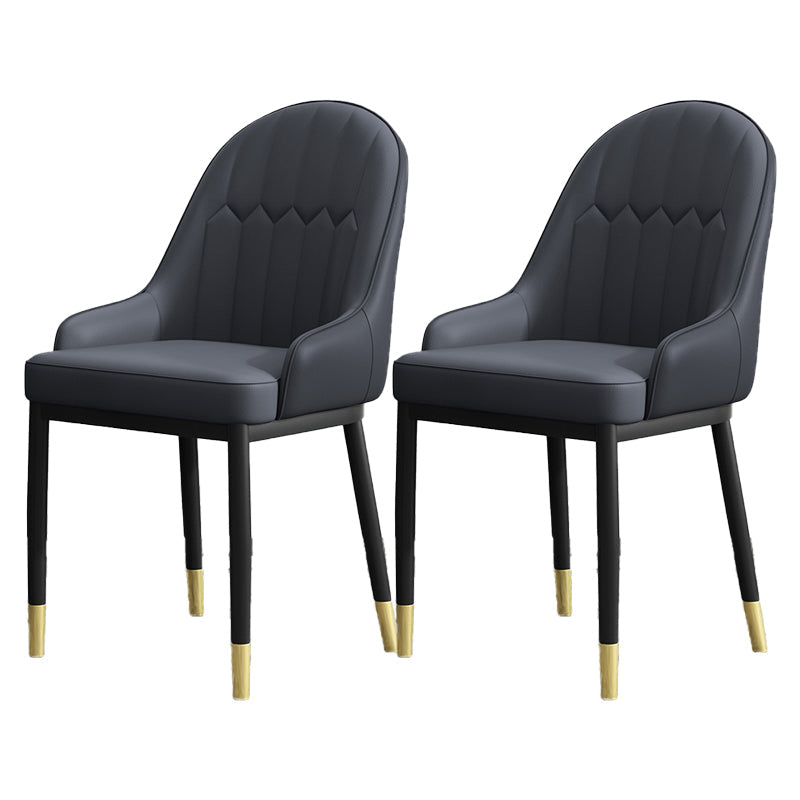 Armless Dining Chairs Nordic Faux Leather Side Chairs for Dining Room Black 2 Piece Set Clearhalo 'Dining Chairs' 'Dining Tables & Seating' 'dining_chair' 'furn' 'furn_dining_chair' 'Furniture' 'furniture_dining_chair' 'Kitchen & Dining Furniture' 5019992