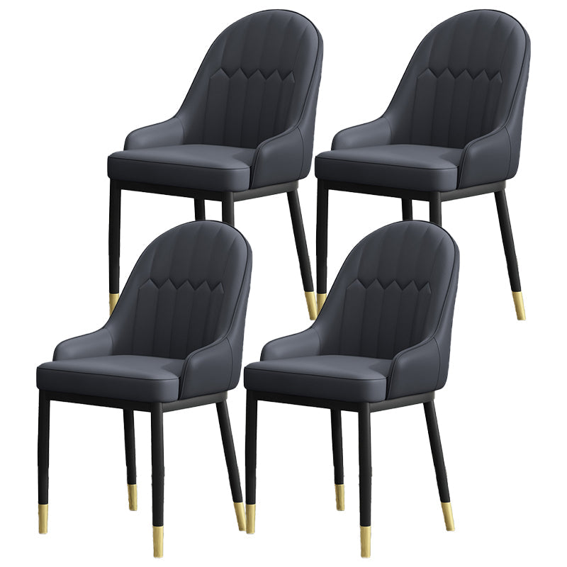 Armless Dining Chairs Nordic Faux Leather Side Chairs for Dining Room Black 4 Piece Set Clearhalo 'Dining Chairs' 'Dining Tables & Seating' 'dining_chair' 'furn' 'furn_dining_chair' 'Furniture' 'furniture_dining_chair' 'Kitchen & Dining Furniture' 5019993