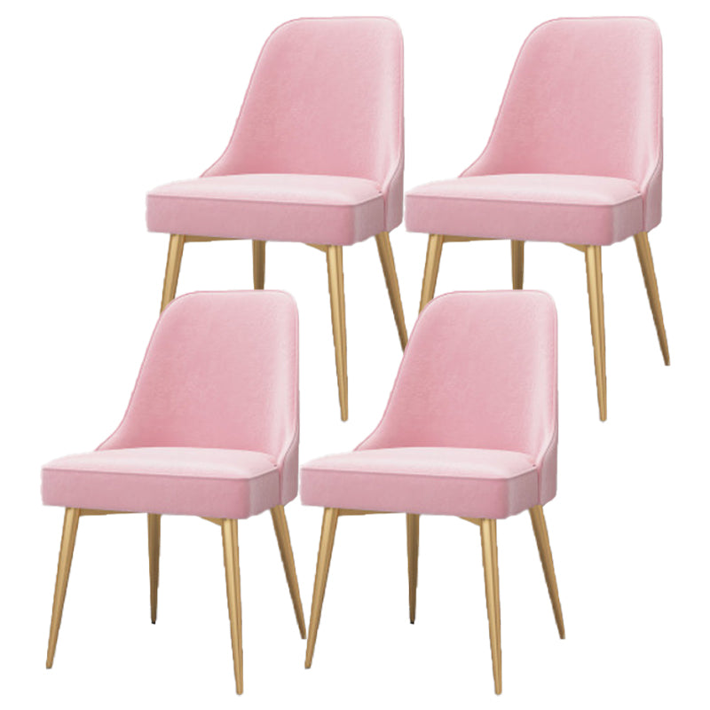 Glam Style Dining Room Chair Upholstered Dining Side Chair for Indoor Pink Gold 4 Piece Set Clearhalo 'Dining Chairs' 'Dining Tables & Seating' 'dining_chair' 'furn' 'furn_dining_chair' 'Furniture' 'furniture_dining_chair' 'Kitchen & Dining Furniture' 5019997