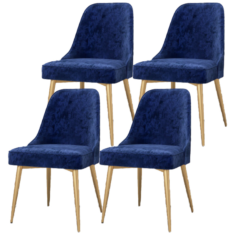Glam Style Dining Room Chair Upholstered Dining Side Chair for Indoor Blue Gold 4 Piece Set Clearhalo 'Dining Chairs' 'Dining Tables & Seating' 'dining_chair' 'furn' 'furn_dining_chair' 'Furniture' 'furniture_dining_chair' 'Kitchen & Dining Furniture' 5020015