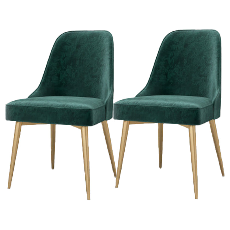 Glam Style Dining Room Chair Upholstered Dining Side Chair for Indoor Green Gold 2 Piece Set Clearhalo 'Dining Chairs' 'Dining Tables & Seating' 'dining_chair' 'furn' 'furn_dining_chair' 'Furniture' 'furniture_dining_chair' 'Kitchen & Dining Furniture' 5020017