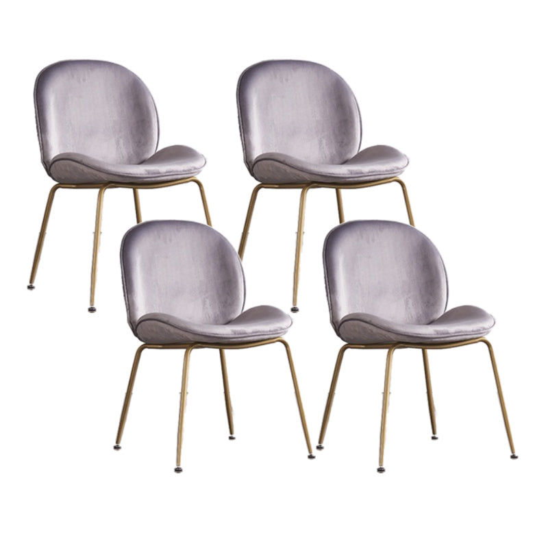 Glam Style Dining Chair Upholstered Dining Side Chair for Dining Room Grey-Gold 4 Piece Set Clearhalo 'Dining Chairs' 'Dining Tables & Seating' 'dining_chair' 'furn' 'furn_dining_chair' 'Furniture' 'furniture_dining_chair' 'Kitchen & Dining Furniture' 5020058