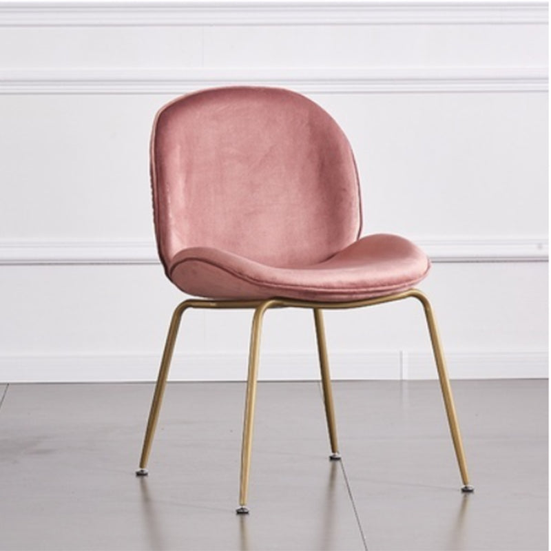 Glam Style Dining Chair Upholstered Dining Side Chair for Dining Room Pink Gold 1 Piece Clearhalo 'Dining Chairs' 'Dining Tables & Seating' 'dining_chair' 'furn' 'furn_dining_chair' 'Furniture' 'furniture_dining_chair' 'Kitchen & Dining Furniture' 5020065