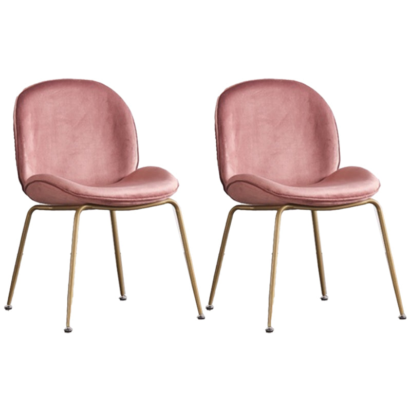 Glam Style Dining Chair Upholstered Dining Side Chair for Dining Room Pink Gold 2 Piece Set Clearhalo 'Dining Chairs' 'Dining Tables & Seating' 'dining_chair' 'furn' 'furn_dining_chair' 'Furniture' 'furniture_dining_chair' 'Kitchen & Dining Furniture' 5020066