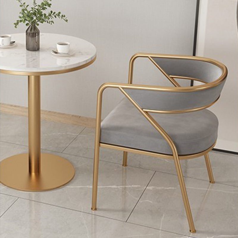 Glam Style Upholstered Dining Chair Open Back Dining Arm Chair Clearhalo 'Dining Chairs' 'Dining Tables & Seating' 'dining_chair' 'furn' 'furn_dining_chair' 'Furniture' 'furniture_dining_chair' 'Kitchen & Dining Furniture' 5020075