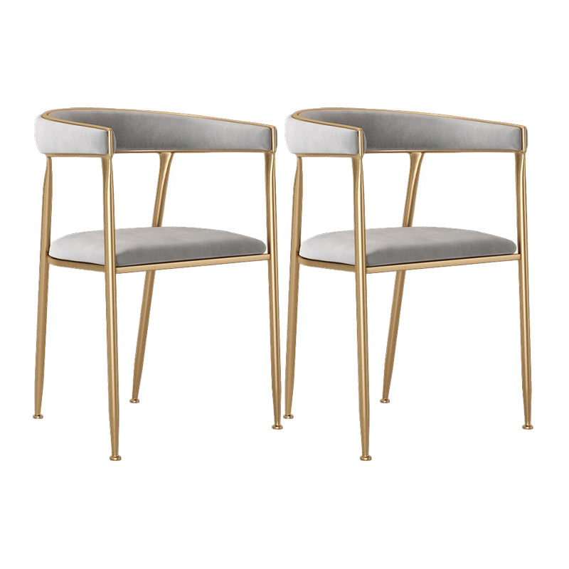 Glam Style Upholstered Dining Chair Open Back Dining Arm Chair Grey 2 Piece Set Clearhalo 'Dining Chairs' 'Dining Tables & Seating' 'dining_chair' 'furn' 'furn_dining_chair' 'Furniture' 'furniture_dining_chair' 'Kitchen & Dining Furniture' 5020076