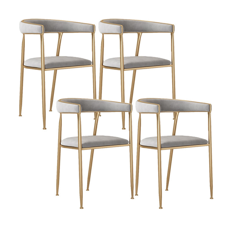 Glam Style Upholstered Dining Chair Open Back Dining Arm Chair Grey 4 Piece Set Clearhalo 'Dining Chairs' 'Dining Tables & Seating' 'dining_chair' 'furn' 'furn_dining_chair' 'Furniture' 'furniture_dining_chair' 'Kitchen & Dining Furniture' 5020078