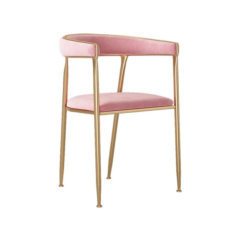 Glam Style Upholstered Dining Chair Open Back Dining Arm Chair Pink 1 Piece Clearhalo 'Dining Chairs' 'Dining Tables & Seating' 'dining_chair' 'furn' 'furn_dining_chair' 'Furniture' 'furniture_dining_chair' 'Kitchen & Dining Furniture' 5020080