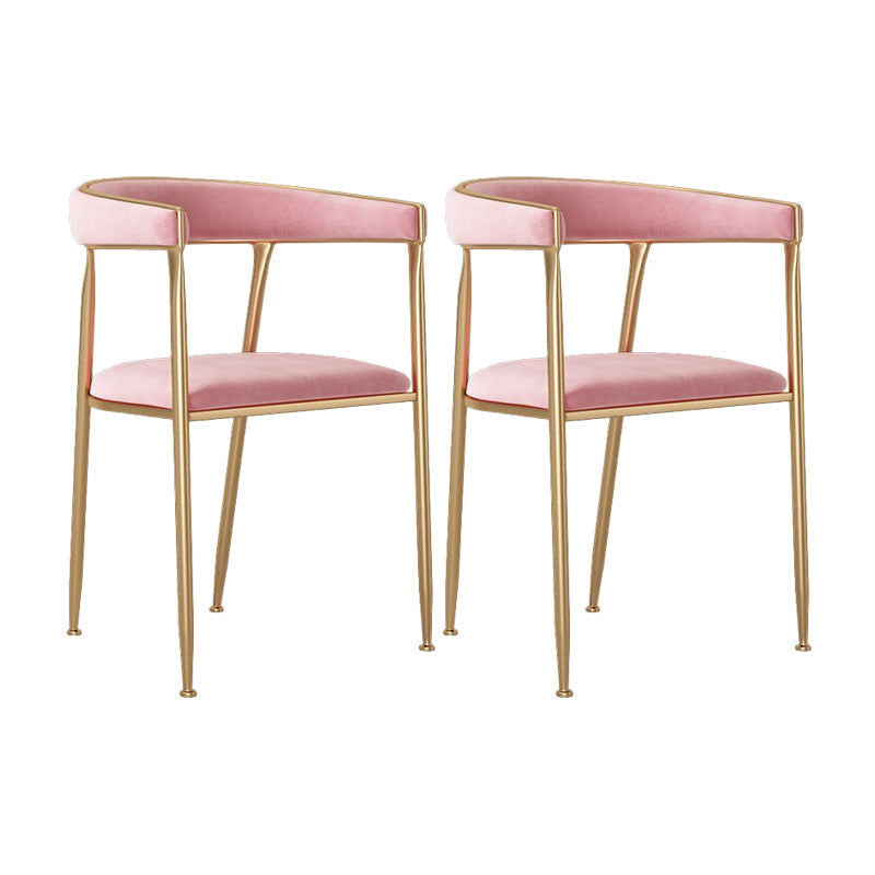 Glam Style Upholstered Dining Chair Open Back Dining Arm Chair Pink 2 Piece Set Clearhalo 'Dining Chairs' 'Dining Tables & Seating' 'dining_chair' 'furn' 'furn_dining_chair' 'Furniture' 'furniture_dining_chair' 'Kitchen & Dining Furniture' 5020082