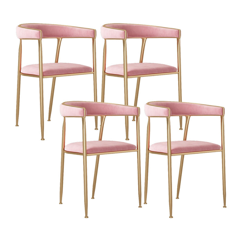 Glam Style Upholstered Dining Chair Open Back Dining Arm Chair Pink 4 Piece Set Clearhalo 'Dining Chairs' 'Dining Tables & Seating' 'dining_chair' 'furn' 'furn_dining_chair' 'Furniture' 'furniture_dining_chair' 'Kitchen & Dining Furniture' 5020084