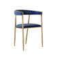 Glam Style Upholstered Dining Chair Open Back Dining Arm Chair Blue 1 Piece Clearhalo 'Dining Chairs' 'Dining Tables & Seating' 'dining_chair' 'furn' 'furn_dining_chair' 'Furniture' 'furniture_dining_chair' 'Kitchen & Dining Furniture' 5020085