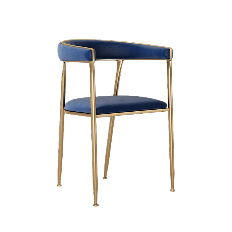Glam Style Upholstered Dining Chair Open Back Dining Arm Chair Blue 1 Piece Clearhalo 'Dining Chairs' 'Dining Tables & Seating' 'dining_chair' 'furn' 'furn_dining_chair' 'Furniture' 'furniture_dining_chair' 'Kitchen & Dining Furniture' 5020085