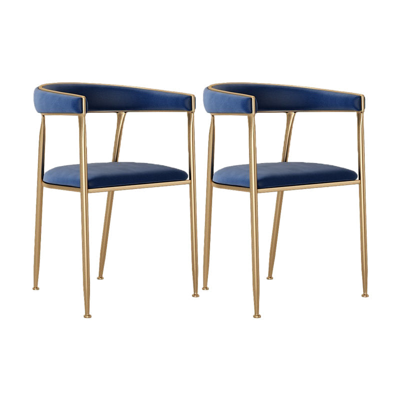 Glam Style Upholstered Dining Chair Open Back Dining Arm Chair Blue 2 Piece Set Clearhalo 'Dining Chairs' 'Dining Tables & Seating' 'dining_chair' 'furn' 'furn_dining_chair' 'Furniture' 'furniture_dining_chair' 'Kitchen & Dining Furniture' 5020088
