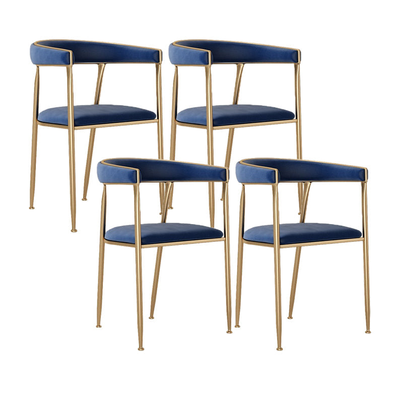 Glam Style Upholstered Dining Chair Open Back Dining Arm Chair Blue 4 Piece Set Clearhalo 'Dining Chairs' 'Dining Tables & Seating' 'dining_chair' 'furn' 'furn_dining_chair' 'Furniture' 'furniture_dining_chair' 'Kitchen & Dining Furniture' 5020090