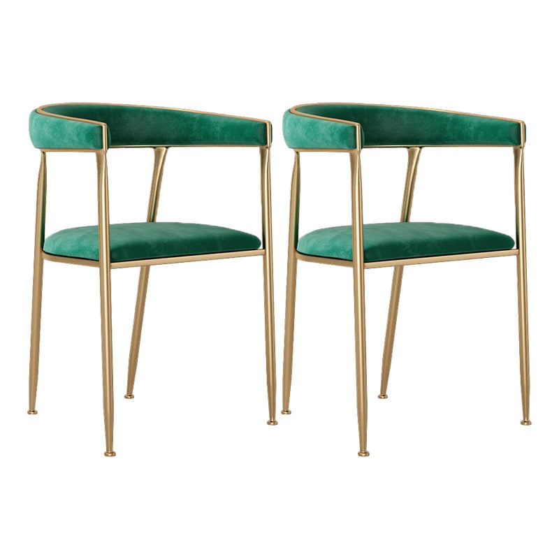Glam Style Upholstered Dining Chair Open Back Dining Arm Chair Green 2 Piece Set Clearhalo 'Dining Chairs' 'Dining Tables & Seating' 'dining_chair' 'furn' 'furn_dining_chair' 'Furniture' 'furniture_dining_chair' 'Kitchen & Dining Furniture' 5020093