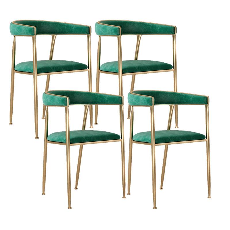 Glam Style Upholstered Dining Chair Open Back Dining Arm Chair Green 4 Piece Set Clearhalo 'Dining Chairs' 'Dining Tables & Seating' 'dining_chair' 'furn' 'furn_dining_chair' 'Furniture' 'furniture_dining_chair' 'Kitchen & Dining Furniture' 5020095