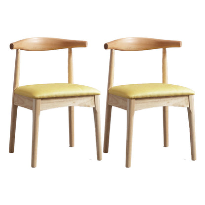 Glam Style Side Chair Wooden Open Back Indoor Dining Side Chair Yellow 2 Piece Set Clearhalo 'Dining Chairs' 'Dining Tables & Seating' 'dining_chair' 'furn' 'furn_dining_chair' 'Furniture' 'furniture_dining_chair' 'Kitchen & Dining Furniture' 5020110