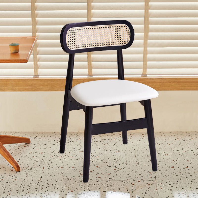 Dining Room Side Chairs Modern Solid Wood Open Back Dining Side Chair Black White 1 Piece Clearhalo 'Dining Chairs' 'Dining Tables & Seating' 'dining_chair' 'furn' 'furn_dining_chair' 'Furniture' 'furniture_dining_chair' 'Kitchen & Dining Furniture' 5020143