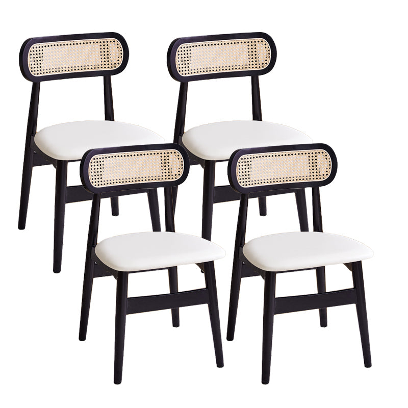 Dining Room Side Chairs Modern Solid Wood Open Back Dining Side Chair Black White 4 Piece Set Clearhalo 'Dining Chairs' 'Dining Tables & Seating' 'dining_chair' 'furn' 'furn_dining_chair' 'Furniture' 'furniture_dining_chair' 'Kitchen & Dining Furniture' 5020147