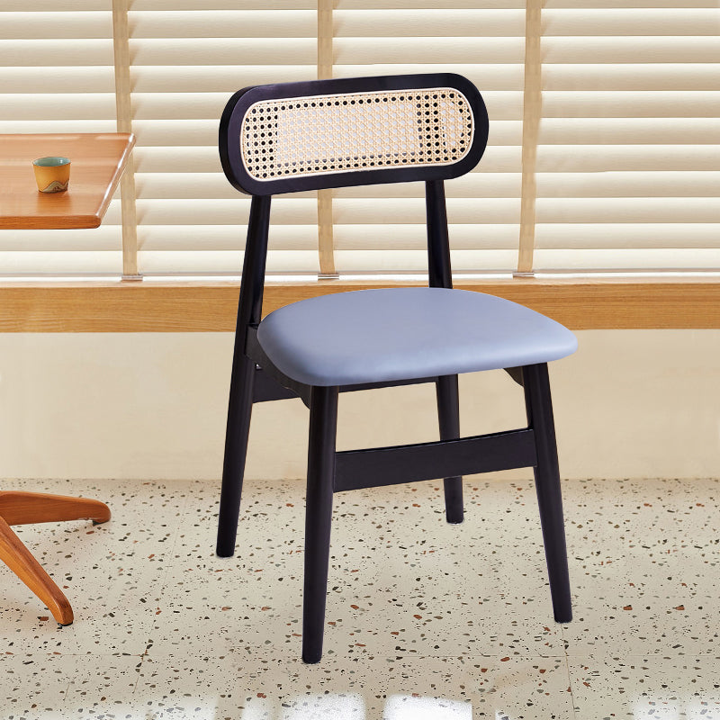Dining Room Side Chairs Modern Solid Wood Open Back Dining Side Chair Black-Blue 1 Piece Clearhalo 'Dining Chairs' 'Dining Tables & Seating' 'dining_chair' 'furn' 'furn_dining_chair' 'Furniture' 'furniture_dining_chair' 'Kitchen & Dining Furniture' 5020150