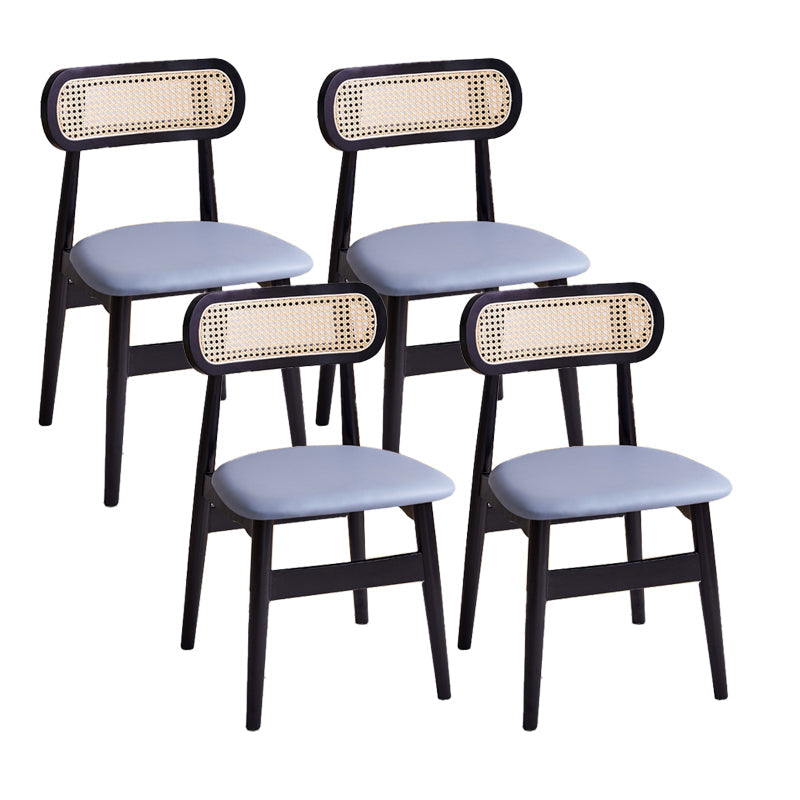 Dining Room Side Chairs Modern Solid Wood Open Back Dining Side Chair Black-Blue 4 Piece Set Clearhalo 'Dining Chairs' 'Dining Tables & Seating' 'dining_chair' 'furn' 'furn_dining_chair' 'Furniture' 'furniture_dining_chair' 'Kitchen & Dining Furniture' 5020153