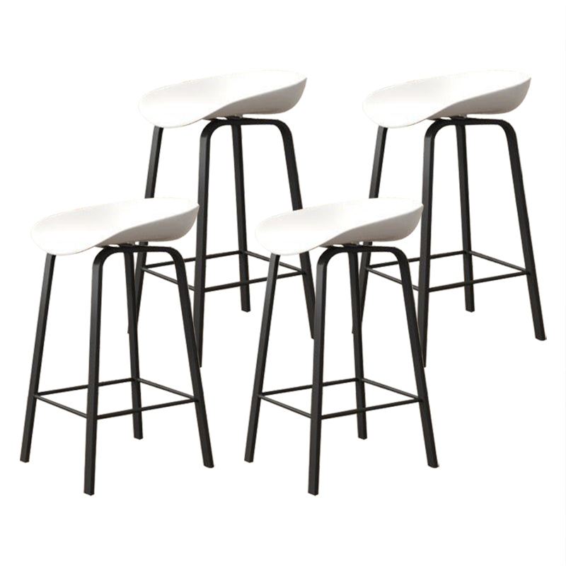 Modern Armless Backrest Counter Stool Iron Cafe Bar Stool with Acrylic Seat White 4 Piece Set Clearhalo 'Bar Furniture' 'Bar Stools' 'bar_stools' 'furn' 'furn_bar_stools' 'Furniture' 'furniture_bar_stools' 'Kitchen & Dining Furniture' 5021357