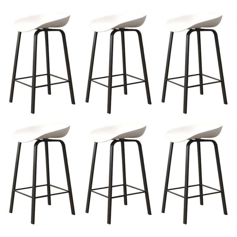 Modern Armless Backrest Counter Stool Iron Cafe Bar Stool with Acrylic Seat White 6 Piece Set Clearhalo 'Bar Furniture' 'Bar Stools' 'bar_stools' 'furn' 'furn_bar_stools' 'Furniture' 'furniture_bar_stools' 'Kitchen & Dining Furniture' 5021360
