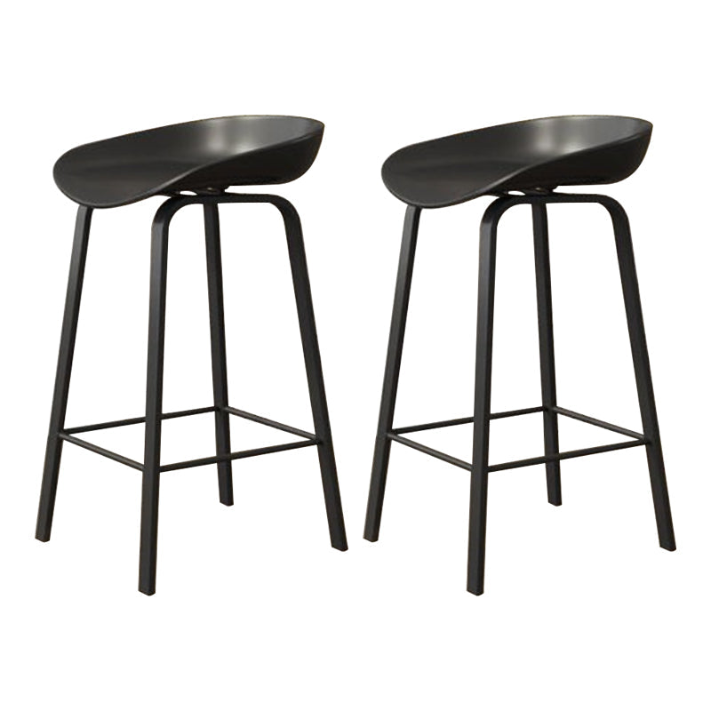 Modern Armless Backrest Counter Stool Iron Cafe Bar Stool with Acrylic Seat Black 2 Piece Set Clearhalo 'Bar Furniture' 'Bar Stools' 'bar_stools' 'furn' 'furn_bar_stools' 'Furniture' 'furniture_bar_stools' 'Kitchen & Dining Furniture' 5021363