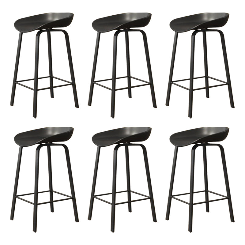 Modern Armless Backrest Counter Stool Iron Cafe Bar Stool with Acrylic Seat Black 6 Piece Set Clearhalo 'Bar Furniture' 'Bar Stools' 'bar_stools' 'furn' 'furn_bar_stools' 'Furniture' 'furniture_bar_stools' 'Kitchen & Dining Furniture' 5021367