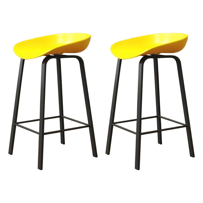 Modern Armless Backrest Counter Stool Iron Cafe Bar Stool with Acrylic Seat Yellow 2 Piece Set Clearhalo 'Bar Furniture' 'Bar Stools' 'bar_stools' 'furn' 'furn_bar_stools' 'Furniture' 'furniture_bar_stools' 'Kitchen & Dining Furniture' 5021372
