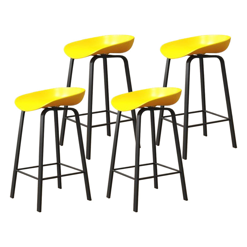 Modern Armless Backrest Counter Stool Iron Cafe Bar Stool with Acrylic Seat Yellow 4 Piece Set Clearhalo 'Bar Furniture' 'Bar Stools' 'bar_stools' 'furn' 'furn_bar_stools' 'Furniture' 'furniture_bar_stools' 'Kitchen & Dining Furniture' 5021373