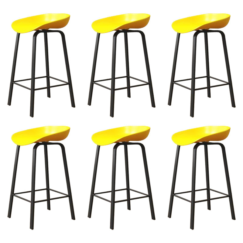 Modern Armless Backrest Counter Stool Iron Cafe Bar Stool with Acrylic Seat Yellow 6 Piece Set Clearhalo 'Bar Furniture' 'Bar Stools' 'bar_stools' 'furn' 'furn_bar_stools' 'Furniture' 'furniture_bar_stools' 'Kitchen & Dining Furniture' 5021376