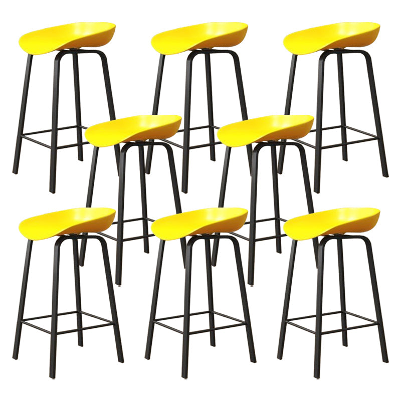 Modern Armless Backrest Counter Stool Iron Cafe Bar Stool with Acrylic Seat Yellow 8 Piece Set Clearhalo 'Bar Furniture' 'Bar Stools' 'bar_stools' 'furn' 'furn_bar_stools' 'Furniture' 'furniture_bar_stools' 'Kitchen & Dining Furniture' 5021377