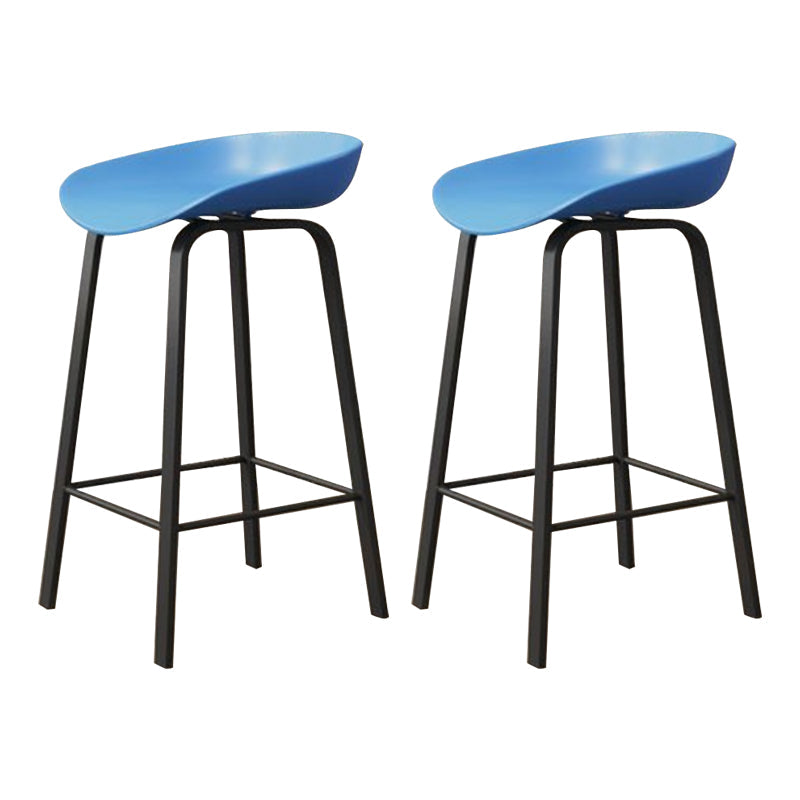 Modern Armless Backrest Counter Stool Iron Cafe Bar Stool with Acrylic Seat Blue 2 Piece Set Clearhalo 'Bar Furniture' 'Bar Stools' 'bar_stools' 'furn' 'furn_bar_stools' 'Furniture' 'furniture_bar_stools' 'Kitchen & Dining Furniture' 5021378