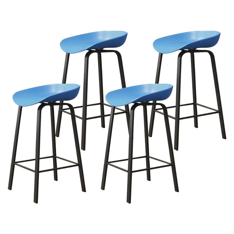 Modern Armless Backrest Counter Stool Iron Cafe Bar Stool with Acrylic Seat Blue 4 Piece Set Clearhalo 'Bar Furniture' 'Bar Stools' 'bar_stools' 'furn' 'furn_bar_stools' 'Furniture' 'furniture_bar_stools' 'Kitchen & Dining Furniture' 5021379