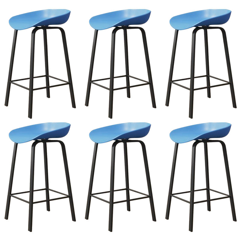 Modern Armless Backrest Counter Stool Iron Cafe Bar Stool with Acrylic Seat Blue 6 Piece Set Clearhalo 'Bar Furniture' 'Bar Stools' 'bar_stools' 'furn' 'furn_bar_stools' 'Furniture' 'furniture_bar_stools' 'Kitchen & Dining Furniture' 5021380