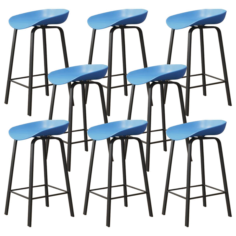 Modern Armless Backrest Counter Stool Iron Cafe Bar Stool with Acrylic Seat Blue 8 Piece Set Clearhalo 'Bar Furniture' 'Bar Stools' 'bar_stools' 'furn' 'furn_bar_stools' 'Furniture' 'furniture_bar_stools' 'Kitchen & Dining Furniture' 5021381
