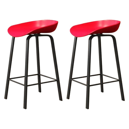Modern Armless Backrest Counter Stool Iron Cafe Bar Stool with Acrylic Seat Red 2 Piece Set Clearhalo 'Bar Furniture' 'Bar Stools' 'bar_stools' 'furn' 'furn_bar_stools' 'Furniture' 'furniture_bar_stools' 'Kitchen & Dining Furniture' 5021386