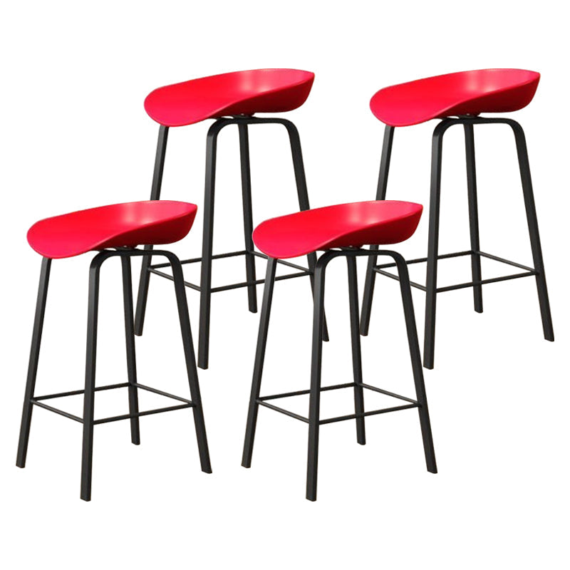 Modern Armless Backrest Counter Stool Iron Cafe Bar Stool with Acrylic Seat Red 4 Piece Set Clearhalo 'Bar Furniture' 'Bar Stools' 'bar_stools' 'furn' 'furn_bar_stools' 'Furniture' 'furniture_bar_stools' 'Kitchen & Dining Furniture' 5021387