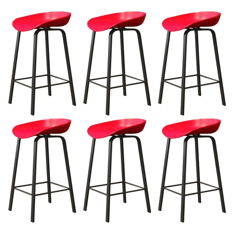 Modern Armless Backrest Counter Stool Iron Cafe Bar Stool with Acrylic Seat Red 6 Piece Set Clearhalo 'Bar Furniture' 'Bar Stools' 'bar_stools' 'furn' 'furn_bar_stools' 'Furniture' 'furniture_bar_stools' 'Kitchen & Dining Furniture' 5021388