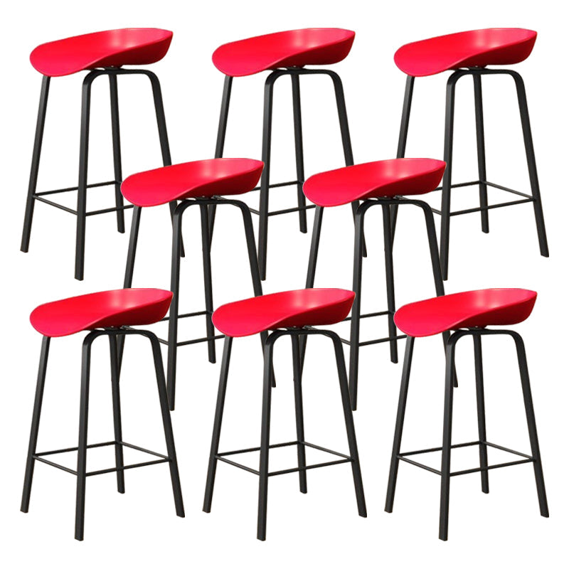 Modern Armless Backrest Counter Stool Iron Cafe Bar Stool with Acrylic Seat Red 8 Piece Set Clearhalo 'Bar Furniture' 'Bar Stools' 'bar_stools' 'furn' 'furn_bar_stools' 'Furniture' 'furniture_bar_stools' 'Kitchen & Dining Furniture' 5021389