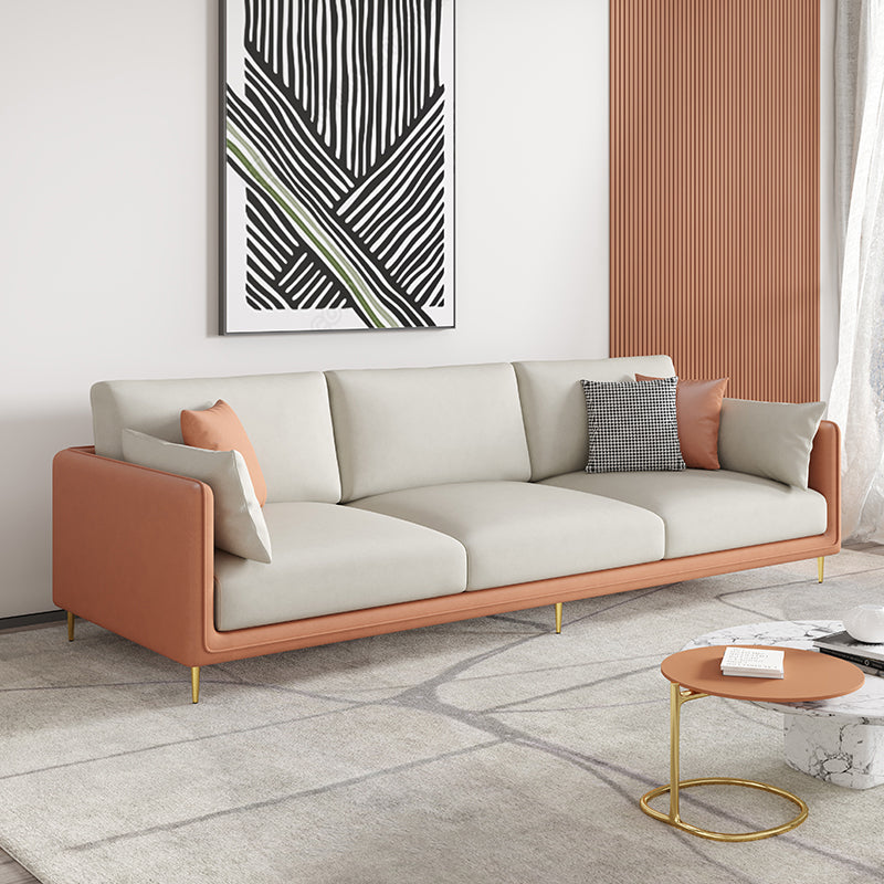 Square Arm Sofa with Sponge Cushion Modern for Living Room, Apartment Orange White Clearhalo 'furn' 'furn_sofas' 'Furniture' 'furniture_sofas' 'Living Room Furniture' 'Sofa' 'sofas' 5021426