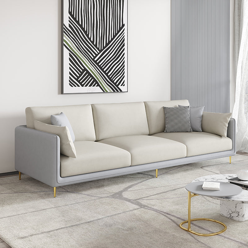 Square Arm Sofa with Sponge Cushion Modern for Living Room, Apartment Grey White Clearhalo 'furn' 'furn_sofas' 'Furniture' 'furniture_sofas' 'Living Room Furniture' 'Sofa' 'sofas' 5021435