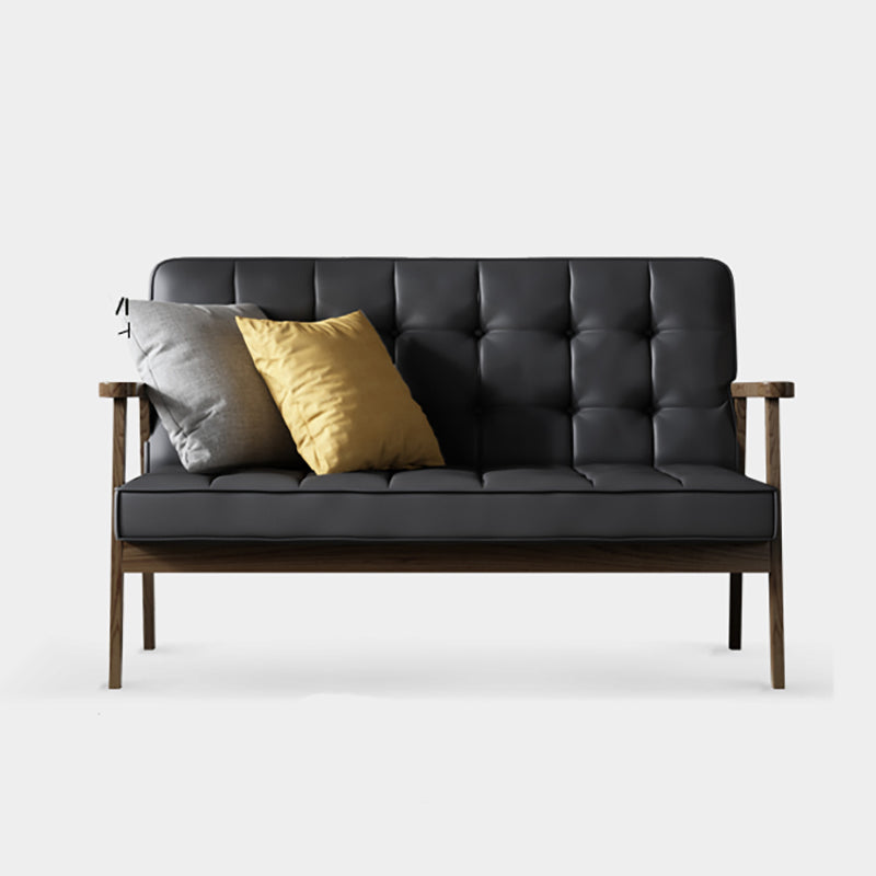Faux Leather Tufted Sofa Split-Back 28.3"W Sofa with Square Arm for Living Room 47"L x 29.5"W x 31.5"H Black Clearhalo 'furn' 'furn_sofas' 'Furniture' 'furniture_sofas' 'Living Room Furniture' 'Sofa' 'sofas' 5021443